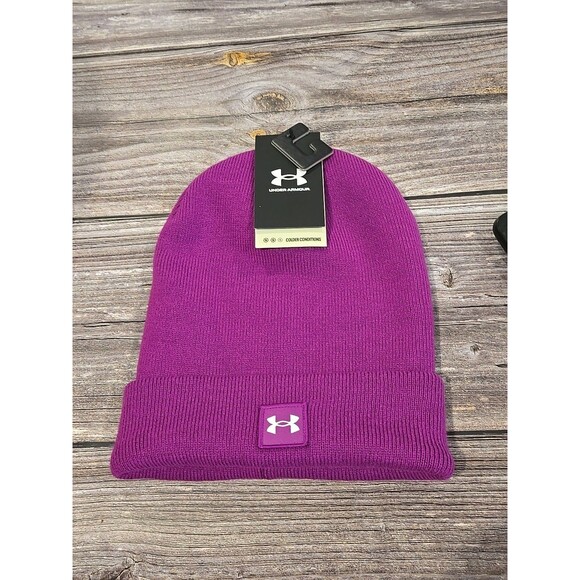 Under Armour Halftime Cuff Beanie Magenta Winter Hat 1373155-573 NWT (184) - Picture 1 of 4